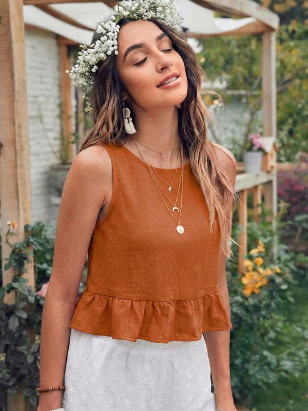 Rust Orange cotton linen crop top