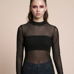 Istyle Can women black sheer net top front view