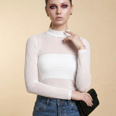 Istyle Can women white sheer net top front view