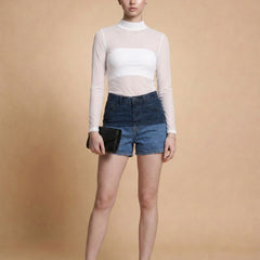 Istyle Can women white sheer net top view 6