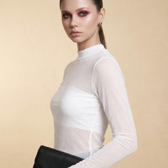 Istyle Can women white sheer net top view 2