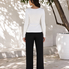 White lace trim v-neck top back view