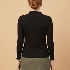 Istyle Can women's Black ribbed high neck long sleeve top