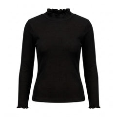Istyle Can women's Black ribbed high neck long sleeve top