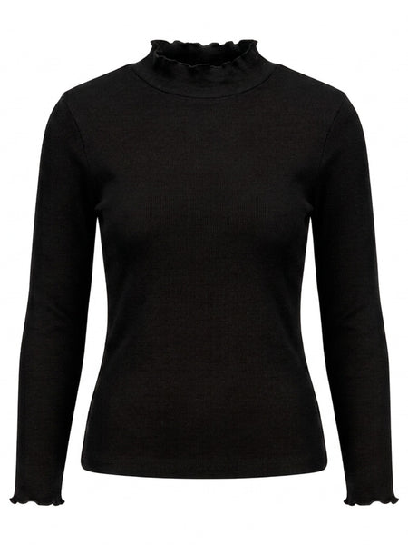 Istyle Can women's Black ribbed high neck long sleeve top