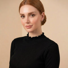 Istyle Can women's Black ribbed high neck long sleeve top