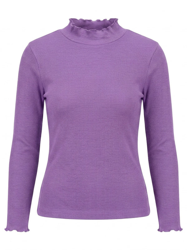 Istyle Can women's Lavender ribbed high neck long sleeve top