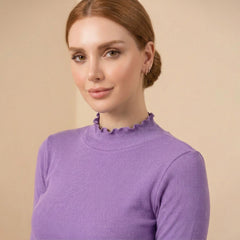 Istyle Can women's Lavender ribbed high neck long sleeve top