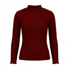 Istyle Can women's Maroon ribbed high neck long sleeve top