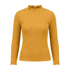 Istyle Can women's Mustard ribbed high neck long sleeve top