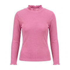 Istyle Can women's Pink ribbed high neck long sleeve top