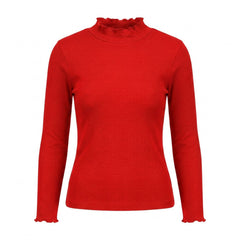 Istyle Can women's Red ribbed high neck long sleeve top