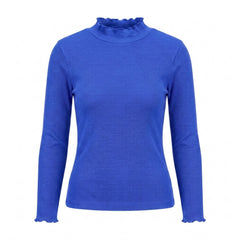 Istyle Can women's Royal Blue ribbed high neck long sleeve top