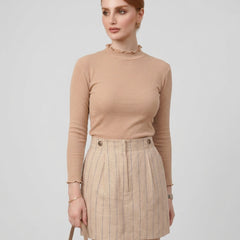 Women’s Skin polyester ribbed high neck long sleeve top