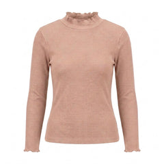 Istyle Can women's Skin ribbed high neck long sleeve top