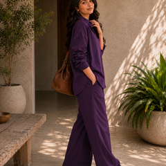Women's Solid Cotton Co-Ord Set