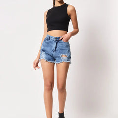 Women's & Girls Black Solid Mock Neck Rib/Knit Sleeveless Stretchable Slim Fit Crop Tank Top Istyle Can