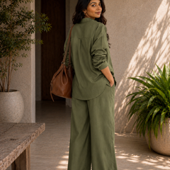 Women's Solid Cotton Co-Ord Set