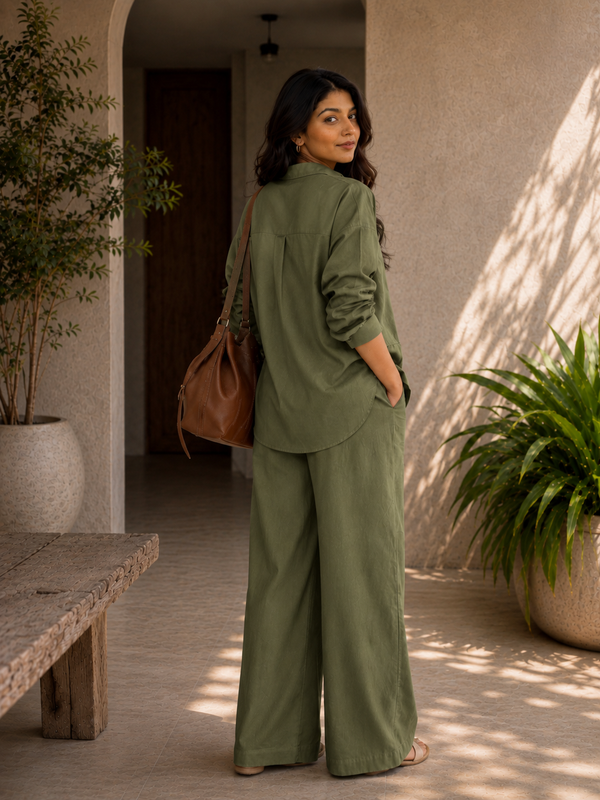 Women's Solid Cotton Co-Ord Set