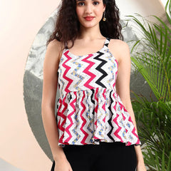 Istyle Can Pink Striped Sweetheart Neck Shoulder Straps Sleeveless Regular Fit Top Istyle Can