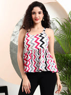 Istyle Can Pink Striped Sweetheart Neck Shoulder Straps Sleeveless Regular Fit Top Istyle Can