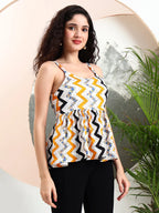 Istyle Can Mustard Striped Sweetheart Neck Shoulder Straps Sleeveless Regular Fit Top Istyle Can