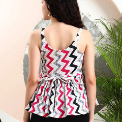 Istyle Can Pink Striped Sweetheart Neck Shoulder Straps Sleeveless Regular Fit Top Istyle Can
