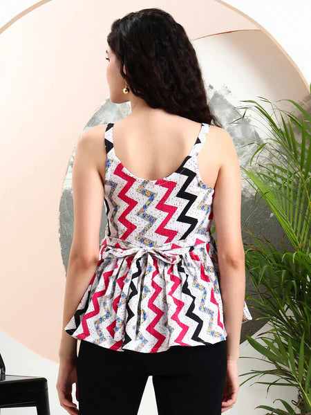 Istyle Can Pink Striped Sweetheart Neck Shoulder Straps Sleeveless Regular Fit Top Istyle Can