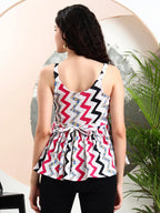 Istyle Can Pink Striped Sweetheart Neck Shoulder Straps Sleeveless Regular Fit Top Istyle Can