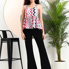 Istyle Can Pink Striped Sweetheart Neck Shoulder Straps Sleeveless Regular Fit Top Istyle Can