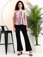 Istyle Can Pink Striped Sweetheart Neck Shoulder Straps Sleeveless Regular Fit Top Istyle Can