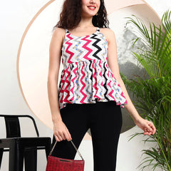 Istyle Can Pink Striped Sweetheart Neck Shoulder Straps Sleeveless Regular Fit Top Istyle Can