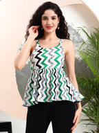 Istyle Can Green Striped Sweetheart Neck Shoulder Straps Sleeveless Regular Fit Top Istyle Can