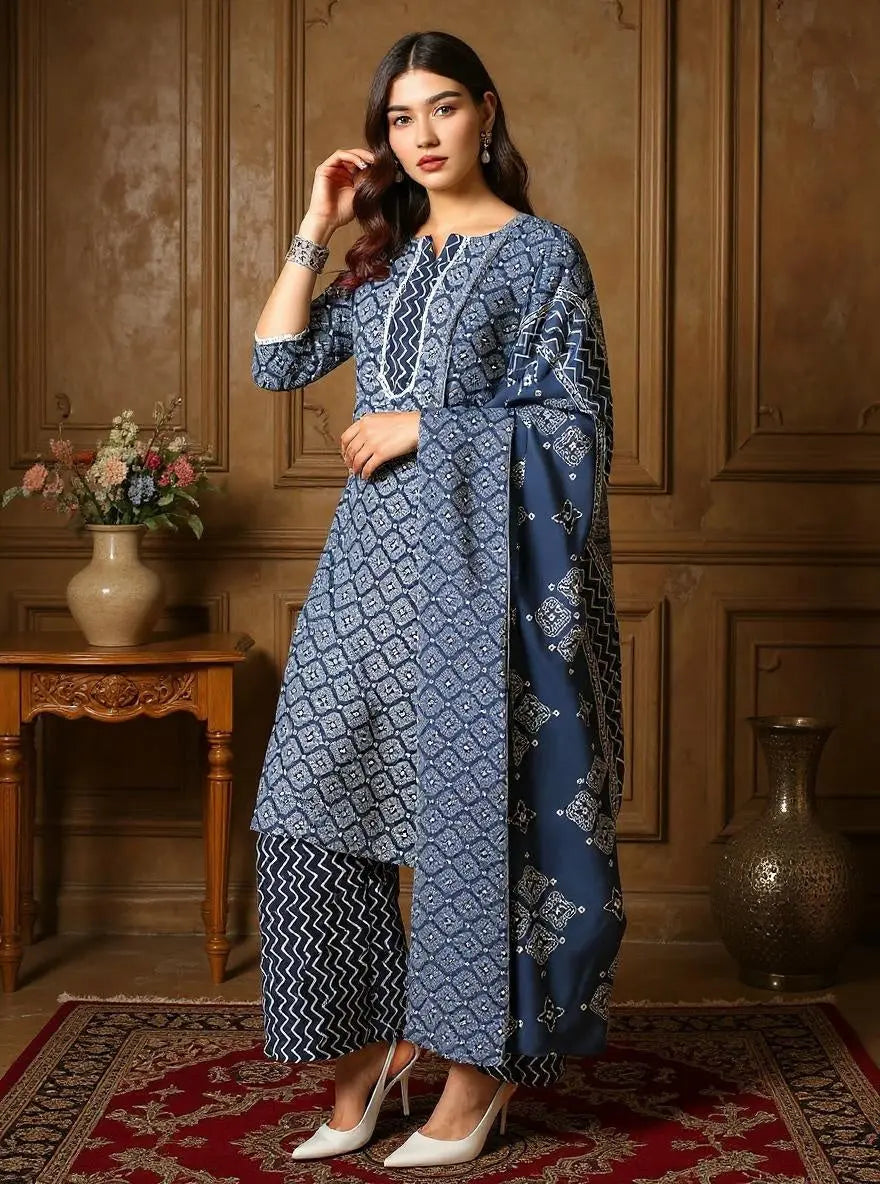Istyle Can Cotton Printed Kurta Pant Dupatta Set for Women My Store