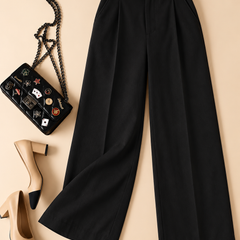 High-Waisted Wide-Leg Cotton Linen Blend Trousers – Relaxed Fit