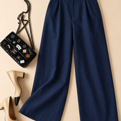 High-Waisted Wide-Leg Cotton Linen Blend Trousers – Relaxed Fit