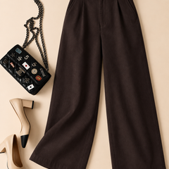 High-Waisted Wide-Leg Cotton Linen Blend Trousers – Relaxed Fit