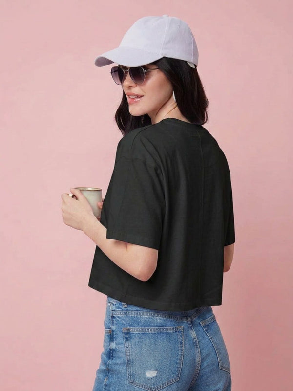 Istyle Can Black Boxy Crop T-Shirt View 10