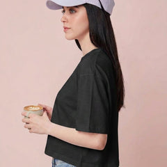 Istyle Can Black Boxy Crop T-Shirt View 11