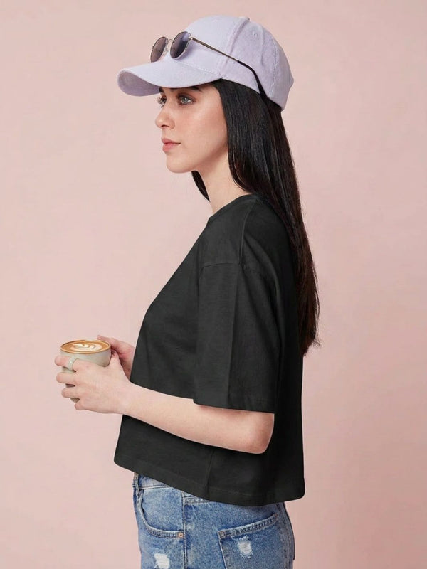 Istyle Can Black Boxy Crop T-Shirt View 11