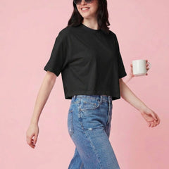 Istyle Can Black Boxy Crop T-Shirt View 5