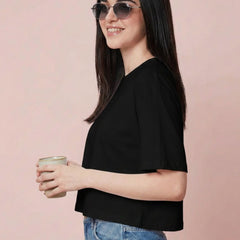 Istyle Can Black Boxy Crop T-Shirt View 9