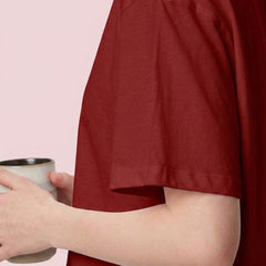 Istyle Can Maroon Boxy Crop T-Shirt Model View
