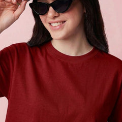 Istyle Can Maroon Boxy Crop T-Shirt View 7
