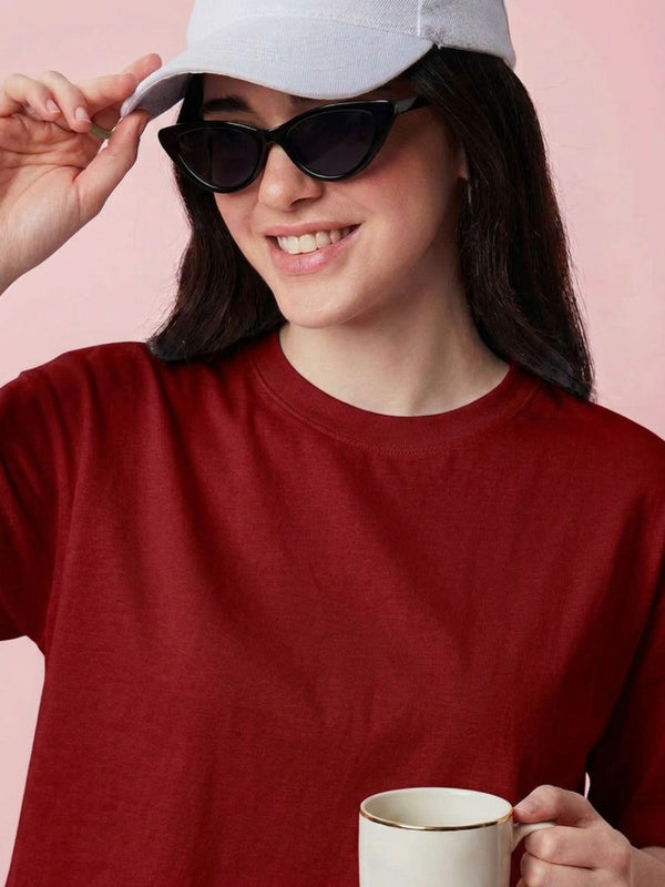 Istyle Can Maroon Boxy Crop T-Shirt View 7