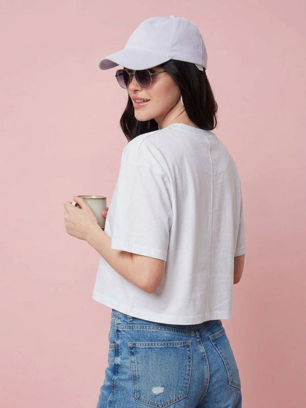 Istyle Can White Boxy Crop T-Shirt View 10