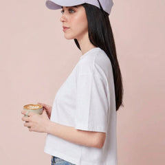 Istyle Can White Boxy Crop T-Shirt View 11