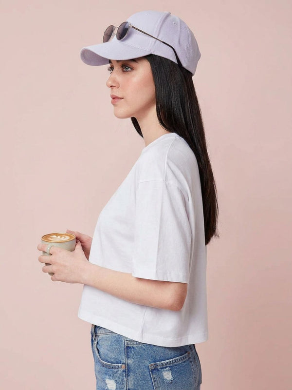 Istyle Can White Boxy Crop T-Shirt View 11