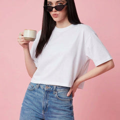 Istyle Can White Boxy Crop T-Shirt View 3