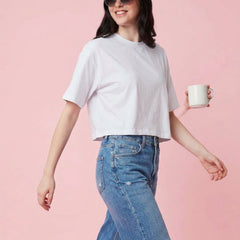 Istyle Can White Boxy Crop T-Shirt View 4